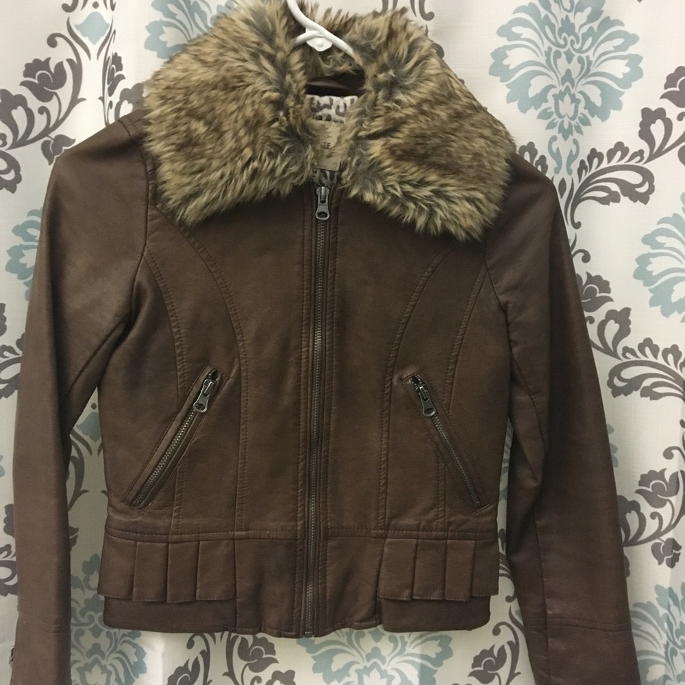 Juniors Brown pleather jacket